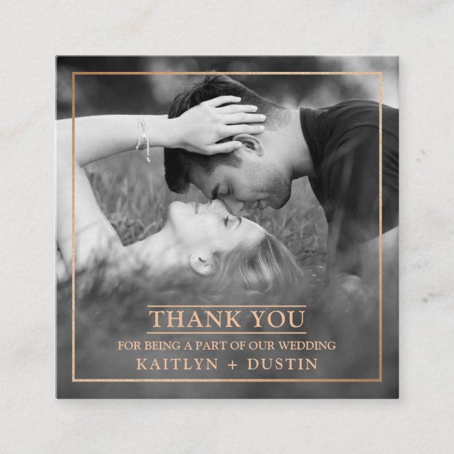 Modern Gold Foil Photo Thank You Enclosure Card (Front)