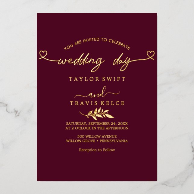 Modern Gold Foil Script Black Photo Wedding  (Front)