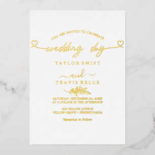 Modern Gold Foil Script Black Photo Wedding