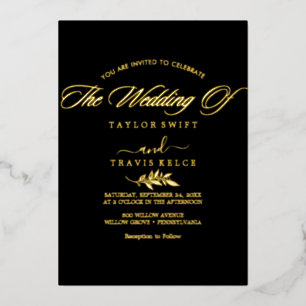 Modern Gold Foil Script Black The Wedding Of