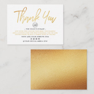 Modern Gold Foil Script Business Thank You Enclosure Card