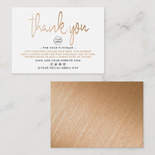 Modern Gold Foil Script Business Thank You Enclosure Card