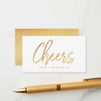 Modern Gold Foil Script "Cheers" Drink Ticket