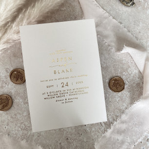 Modern Gold Foil Script Ivory Casual Wedding