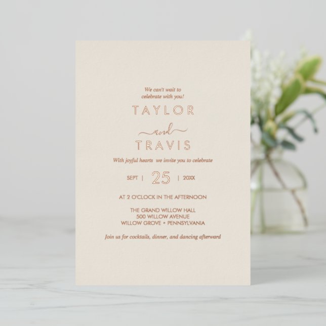 Modern Gold Foil Script | Navy Casual Wedding (Standing Front)