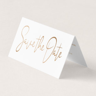 Modern Gold Foil Script Photo Save The Date Card