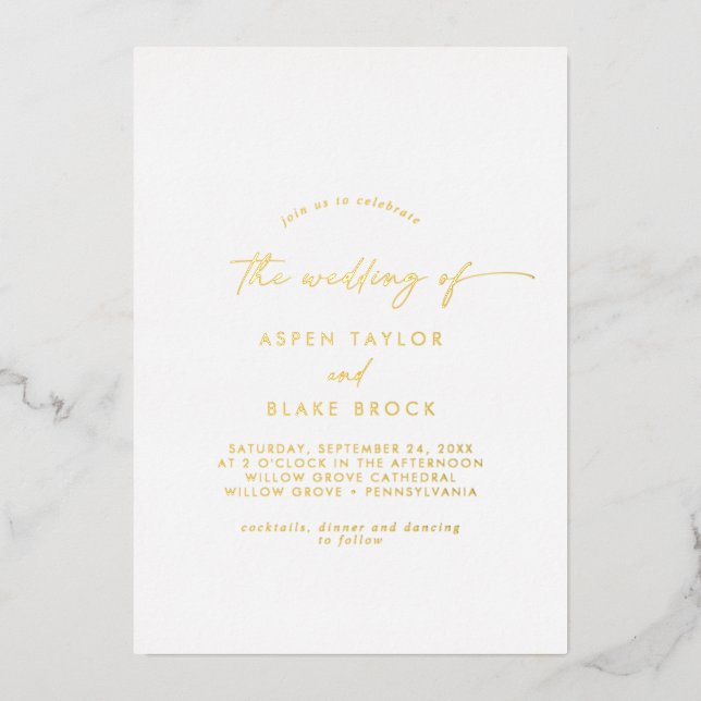 Modern Gold Foil Script The Wedding Of (Front)