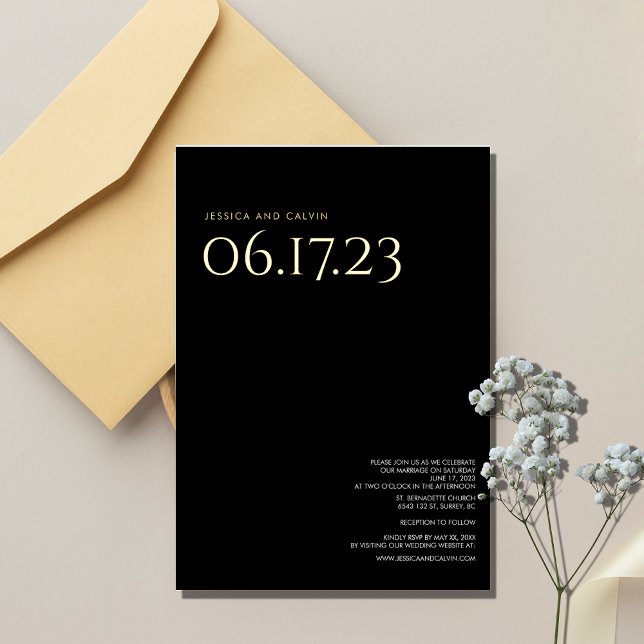 Modern Gold Foil Text Wedding Invitation (Creator Uploaded)
