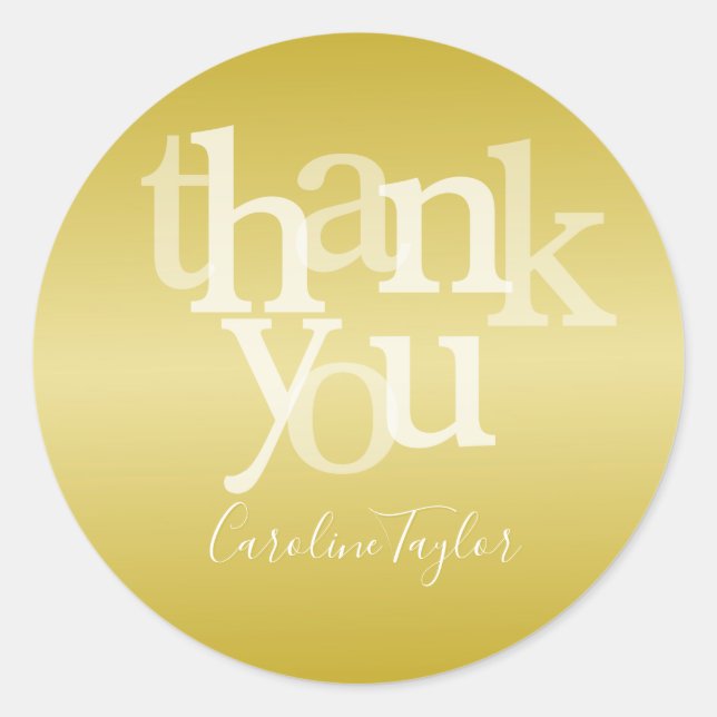 Modern Gold Foil Thank You Classic Round Sticker (Front)