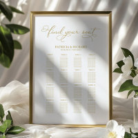 Modern Gold Foil Wedding Seating Chart Sign