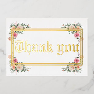 Modern gold foil wedding thank you card