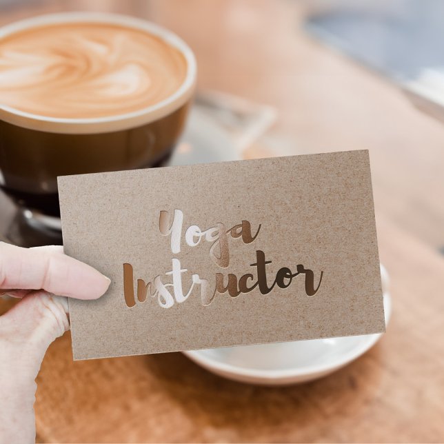 Modern Gold Foil Yoga Instructor Typography Kraft Business Card (Creator Uploaded)