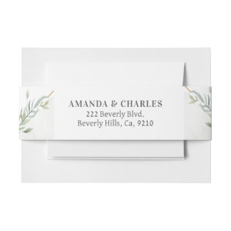 Modern Gold & Foliage Frame Invitation Belly Band