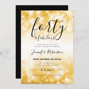 Modern Gold Forty & Fabulous 40th Birthday Invitation