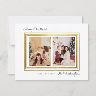 Modern Gold Frame Christmas Holiday Family Photo Card