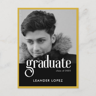 Modern Gold Frame Graduation Announcement Postcard