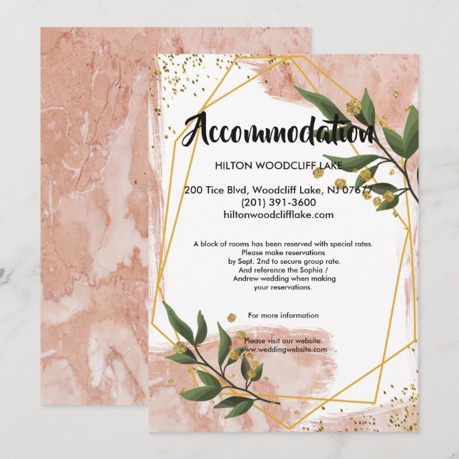 Modern Gold Frame Ivory Gree accommodate Enclosure Invitation (Front/Back)