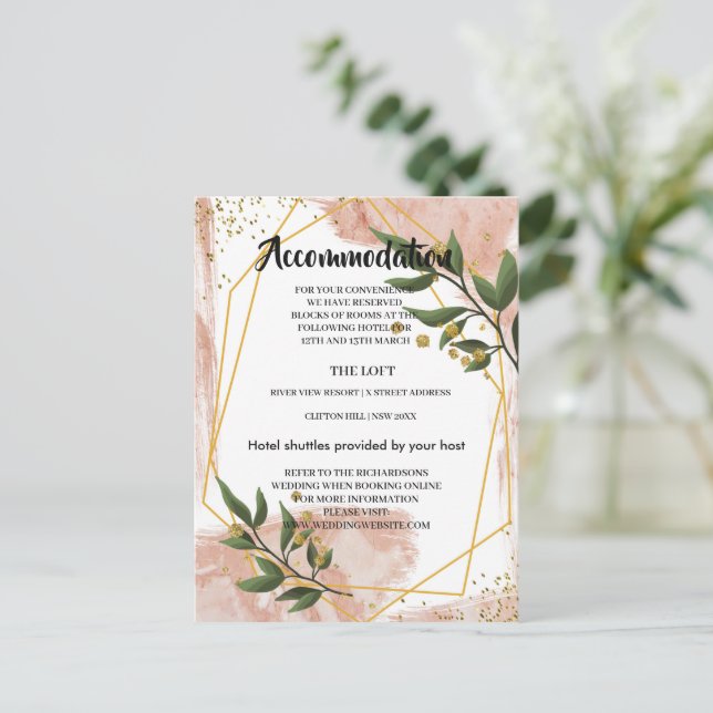 Modern Gold Frame Ivory Green FlAccommodation card (Standing Front)