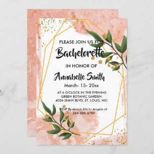 Modern Gold Frame Ivory Green Floral  bachelor Invitation