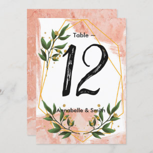 Modern Gold Frame Ivory Green Floral  table number