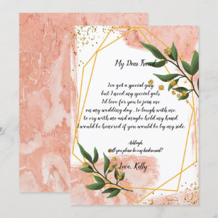 Modern Gold Frame Ivory will be my bridesmaid Invitation