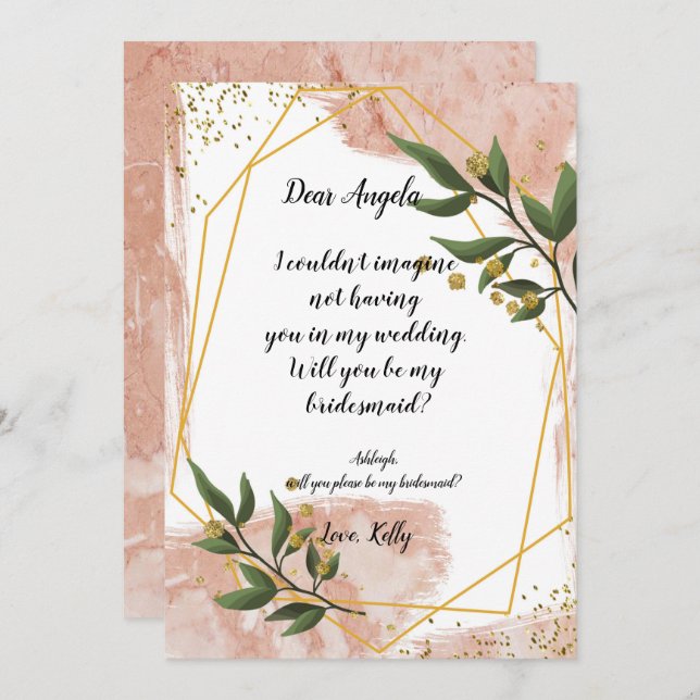 Modern Gold Frame Ivory     will be my bridesmaid Invitation (Front/Back)