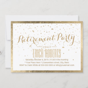 Modern Gold Frame Minimalist Retirement Party Invitation