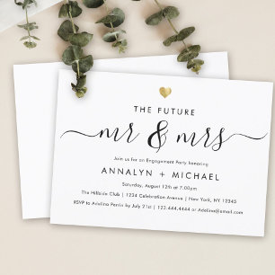 Modern Gold Future Mr and Mrs Engagement Party Invitation