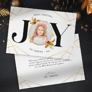 Modern Gold Geometric Family Photo Christmas Holiday Card