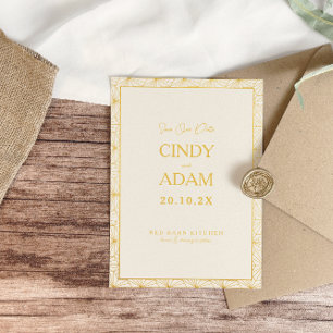 Modern Gold Geometric Frame Wedding Save The Date