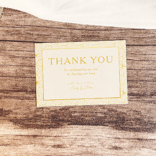 Modern Gold Geometric Frame Wedding Thank You Card