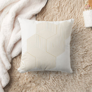 Modern Gold Geometric Honeycomb 3D Optical Illusio Cushion