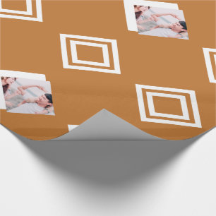 Modern Gold Geometric Photo Print Christmas Wrapping Paper