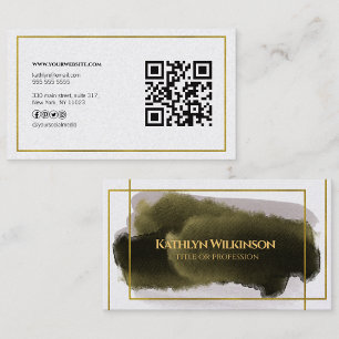 Modern Gold Geometric QR Code Professional Business Card
