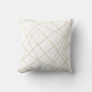 Modern Gold Geometric Strokes Abstract Design Cushion