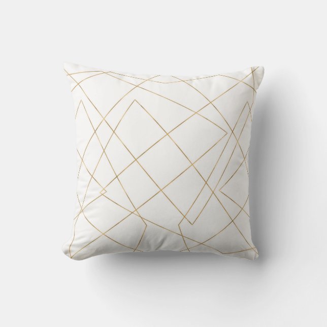 Modern Gold Geometric Strokes Abstract Design Cushion (Front)