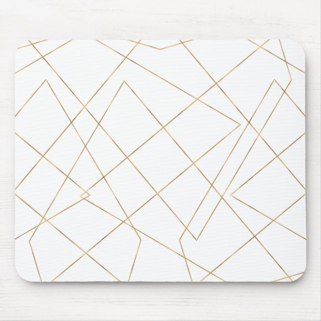 Modern Gold Geometric Strokes Abstract Design Mouse Pad (Front)