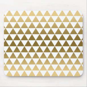 Modern Gold Geometric Triangles Pattern Mouse Pad