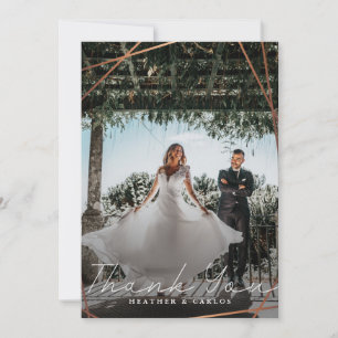 Modern Gold Geometric Wedding Photo Thank You Card