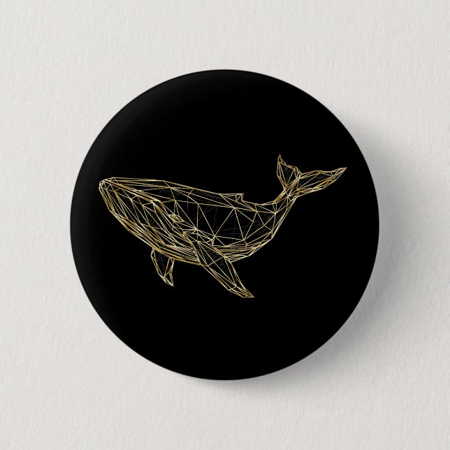 Modern Gold Geometric Whale 6 Cm Round Badge (Front)
