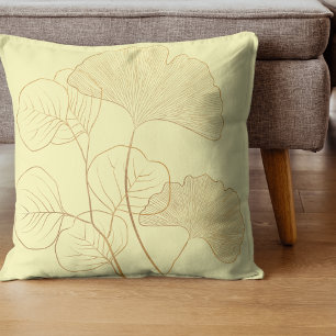 Modern Gold Gingko Leaves Cushion