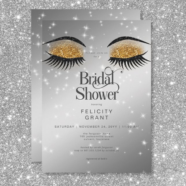 Modern Gold Glam Eyes Bridal Shower Invitation (Modern Gold Glam Eyes Bridal Shower Invitation)