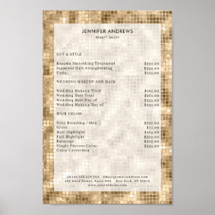Modern, gold glam salon price list Poster