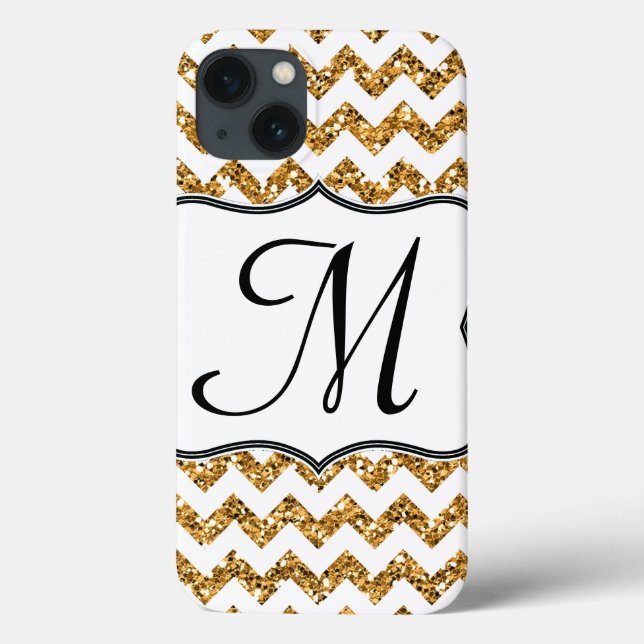 Modern Gold Glitt Chevron Girly Monogram IPAD Case (Back)