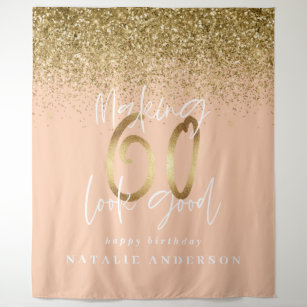Modern gold glitter 60th birthday party decor tape tapestry