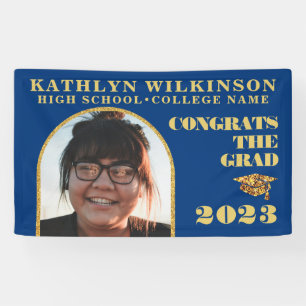 Modern Gold Glitter Arch Photo Graduation Party Banner