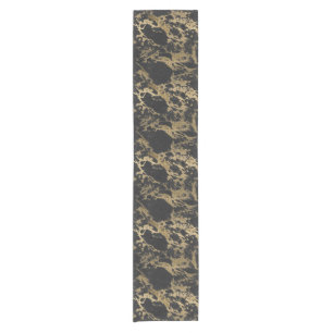 Modern Gold Glitter Black Marble Short Table Runner