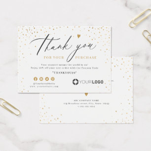 Modern gold glitter business logo thank you insert