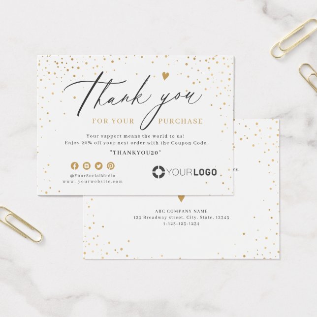 Modern gold glitter business logo thank you insert (Office)
