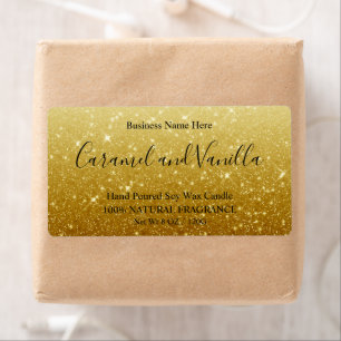Modern Gold Glitter Candles Label